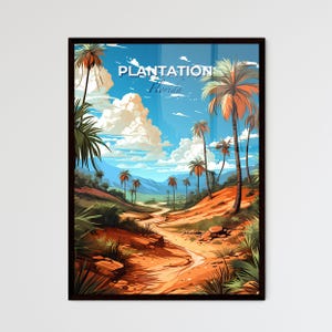 Plantation, Florida, una strada sterrata attraverso un deserto con palme – Collezione Travel Skylines / Personalizzabile
