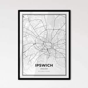 Ipswich England - Stadtplan im skandinavischen Stil für das moderne Wohndekor