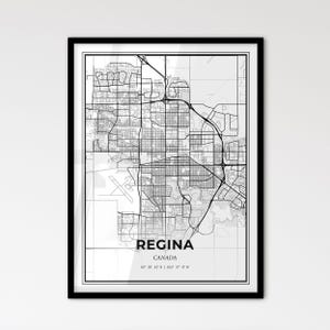 Regina, Canadá: Mapa de la ciudad de estilo escandinavo para una decoración moderna del hogar