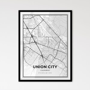 Union City, California: Mapa de la ciudad de estilo escandinavo para una decoración moderna del hogar