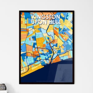 Kingston upon Hull Kunst Map Poster - lebendiges, einzigartiges Wanddekor für personalisierbare Geschenke | Atemberaubende Innenräume