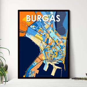 BURGAS, BULGARIEN Kunst Karte Poster | Lebendige Wanddekoration | Einzigartiges Geschenk für Design-Liebhaber!