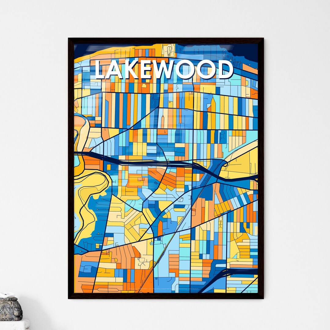 Lakewood Ohio Art Map Poster - Vibrant Wall Decor for Unique Gifting ...