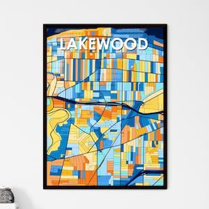 Lakewood Ohio Kunst Map Poster - Lebendiges Wanddekor für Einzigartiges Geschenk | Stilvolles Wohndesign