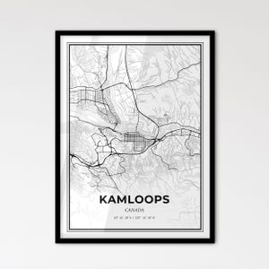 Kamloops Canada - Plan de la ville de style scandinave pour une décoration intérieure moderne