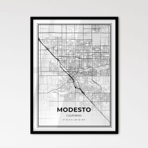 Modesto Kalifornien - Stadtplan im skandinavischen Stil für das moderne Wohndekor