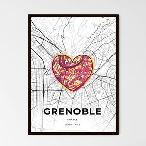 GRENOBLE FRANCE - Carte du lieu où tout a commencé - Choisissez l'un des trois styles proposés - Poster personnalisable, cadeau personnalisé