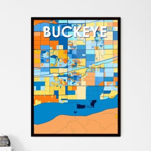 BUCKEYE ARIZONA Kunst Karte Poster - Lebendiges Wohndekor | Einzigartige Geschenkidee für jeden Anlass - persönliche Note für Ihren Raum