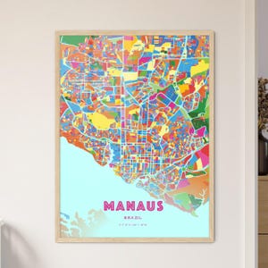Manaus Crazy Brasilien Kunst Landkarte - Personalisierbarer Posterdruck oder digitaler Download
