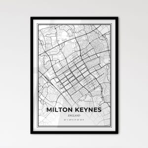 Milton Keynes England - Stadtplan im skandinavischen Stil für ein modernes Wohndekor