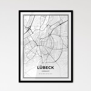 Lübeck, Allemagne - Plan de la ville de style scandinave pour une décoration intérieure moderne