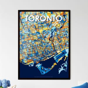 Impression d'art de carte de Toronto personnalisée - décoration murale vibrante pour la maison, idée cadeau unique pour les amateurs du Canada, accent intérieur personnalisable