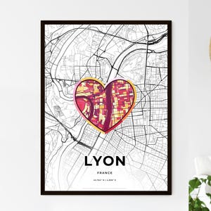 LYON FRANCE - Landkarte, wo alles begann - Wählen Sie eine von drei Stilen - Personalisierbarer Posterdruck, personalisiertes Geschenk