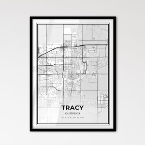 Tracy, California: Mapa de la ciudad de estilo escandinavo para una decoración moderna del hogar