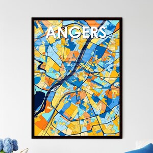 Plakat z mapą ANGERS FRANCE - żywa dekoracja ścienna, wyjątkowy prezent do wystroju wnętrz, spersonalizuj swoją przestrzeń!