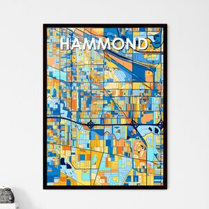 Affiche de carte artistique de Hammond, Indiana - cadeau de décoration d'intérieur unique pour toutes les occasions, parfait pour votre espace !