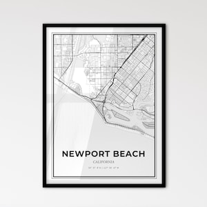 Newport Beach, California: Mapa de la ciudad de estilo escandinavo para una decoración moderna del hogar