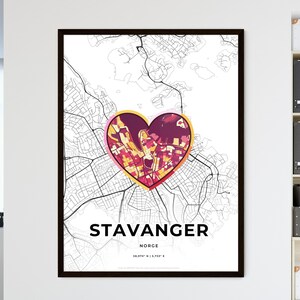 Carte de Stavanger en 3 styles - Origine Norvège