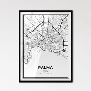 Palma, España - Mapa de la ciudad de estilo escandinavo para una decoración moderna del hogar - Póster en blanco y negro