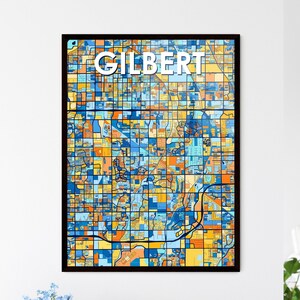 Póster de mapa artístico colorido de GILBERT ARIZONA: decoración de pared personalizada única, ¡regalo perfecto para los entusiastas de la decoración del hogar!