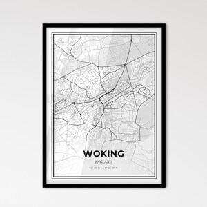 Woking England: stadsplattegrond in Scandinavische stijl voor modern interieur