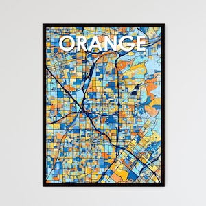 ORANGE CALIFORNIA Art Map Poster – Vibrant Wall Decor for Unique Gifts | Stylish Home Interiors