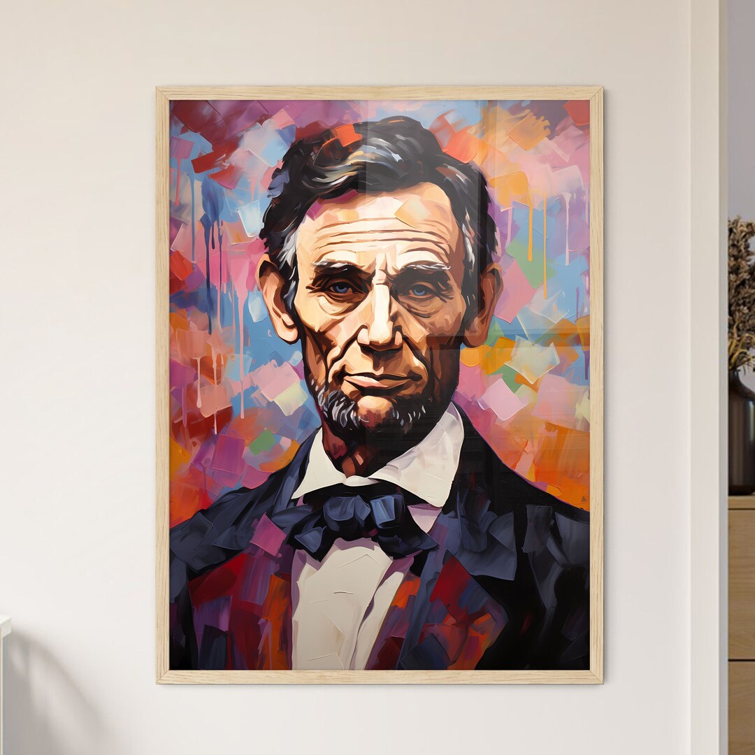 Abraham Lincoln Ein Gemälde eines Mannes, lebendiger, farbenfroher