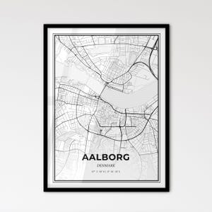 Aalborg Denmark - Stadtplan im skandinavischen Stil für das moderne Wohndekor