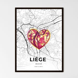 LIÈGE BELGIQUE - Carte du lieu où tout a commencé - Choisissez l'un des trois styles proposés - Poster personnalisable, cadeau personnalisé