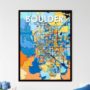 Affiche de carte artistique de Boulder, Colorado - Décoration unique | Cadeau personnalisable parfait pour la maison | Style bureautique !