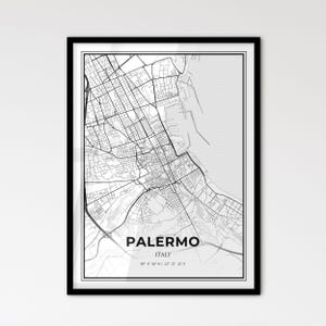 Palermo Italien - Stadtplan im Skandinavischen Stil für das moderne Wohndekor - schwarz und weiß Poster
