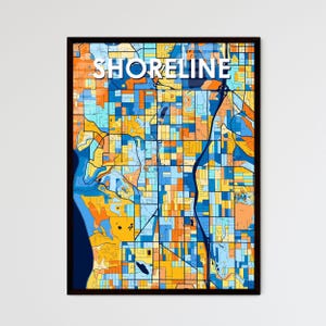 SHORELINE WASHINGTON Kunst Map Poster - Lebendiges Wanddekor für Einzigartige Geschenke | Stilvolles Innendesign!