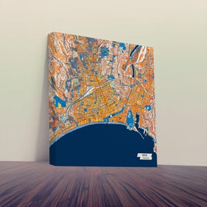 Nice France Canvas Print – Colorful City Map | Unframed or Framed (Wood, Black, Gold)
