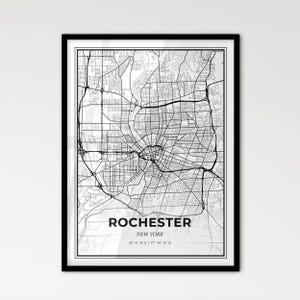 Rochester New York - Stadtplan im skandinavischen Stil für das moderne Wohndekor