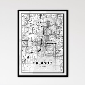 Orlando Florida - stadsplattegrond in Scandinavische stijl voor modern interieur - zwart-witposter