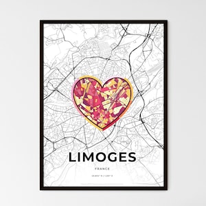 LIMOGES FRANCE - Landkarte, wo alles begann - Wählen Sie einen von drei Stilen - Personalisierbarer Posterdruck, personalisiertes Geschenk