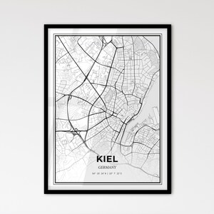 Kiel, Allemagne - Plan de la ville de style scandinave pour une décoration intérieure moderne