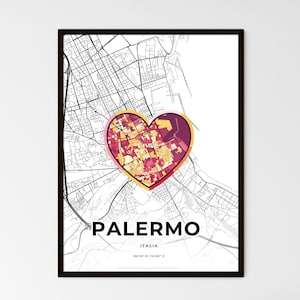 PALERME ITALIE - Carte du lieu où tout a commencé - Choisissez l'un des trois styles proposés - Poster personnalisable, cadeau personnalisé