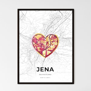 JENA ALLEMAGNE - Carte du lieu où tout a commencé - Choisissez l'un des trois styles proposés - Poster personnalisable, cadeau personnalisé