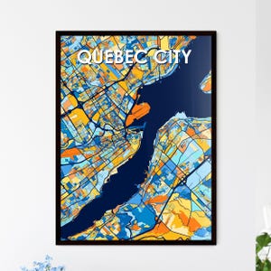 Poster con mappa della città di Quebec - Stampa artistica unica per l'arredamento della casa / Regali personalizzabili - Fascino canadese colorato