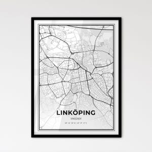 Linköping Schweden - Stadtplan im Skandinavischen Stil für das moderne Wohndekor - schwarz und weiß Poster
