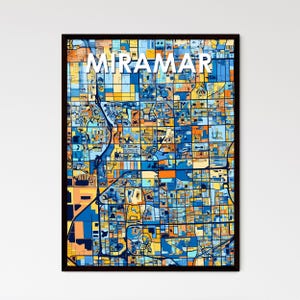 Miramar Florida Art Map Poster - Wanddecoratie voor unieke cadeaus | Prachtig interieurontwerp voor thuis