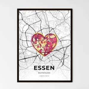ESSEN ALLEMAGNE - Carte du lieu où tout a commencé - Choisissez l'un des trois styles proposés - Poster personnalisable, cadeau personnalisé