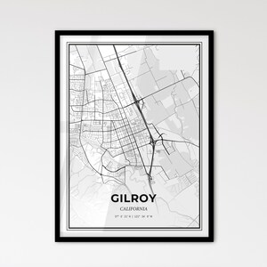 Gilroy, California: Mapa de la ciudad de estilo escandinavo para una decoración moderna del hogar