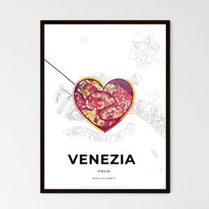 Carte de Venise en Italie - Choisissez l'un des trois styles - Impression d'affiche personnalisable, cadeau personnalisé - Décoration faite main