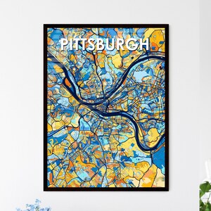 Póster con mapa artístico de Pittsburgh: decoración de pared única/regalo personalizable para el diseño de interiores del hogar
