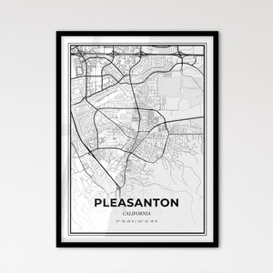 Pleasanton, California: Mapa de la ciudad de estilo escandinavo para una decoración moderna del hogar