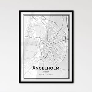 Ängelholm Schweden - Stadtplan im skandinavischen Stil für das moderne Wohndekor