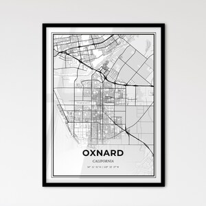 Oxnard Kalifornien - Stadtplan im skandinavischen Stil für das moderne Wohndekor