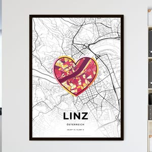 LINZ AUSTRIA - Carte du lieu où tout a commencé - Choisissez l'un des trois styles proposés - Poster personnalisable, cadeau personnalisé